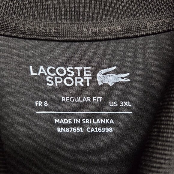 Lacoste Sport Polo Mens 3XL Black Ultra Dry Regular Fit Performance Golf Casual - Picture 8 of 12